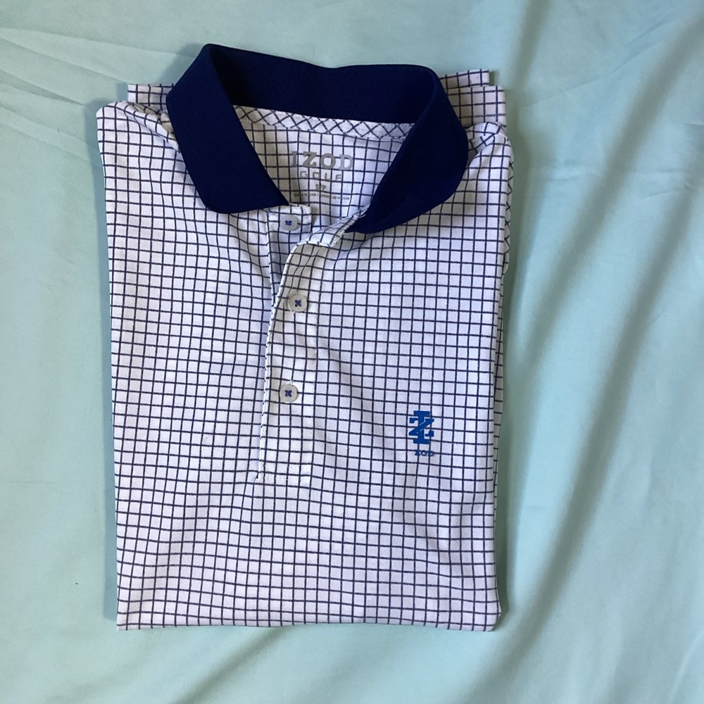 Izod Men’s Checked Short Sleeve Polo Golf Shirt Size Small